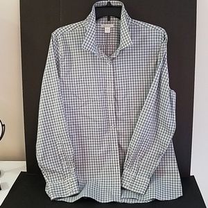 Blueish gray plaid blouse